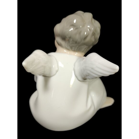 Lladro Thinking Sitting Angel Boy Cherub 4" Figurine #4539, Vintage - Picture 6 of 10